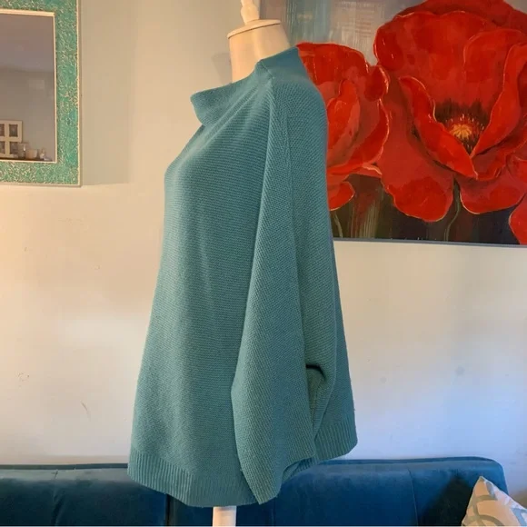 The Reset by R Label Wool Cashmere Blue Funnel Neck Sweater L/XL Top - Picture 5 of 10